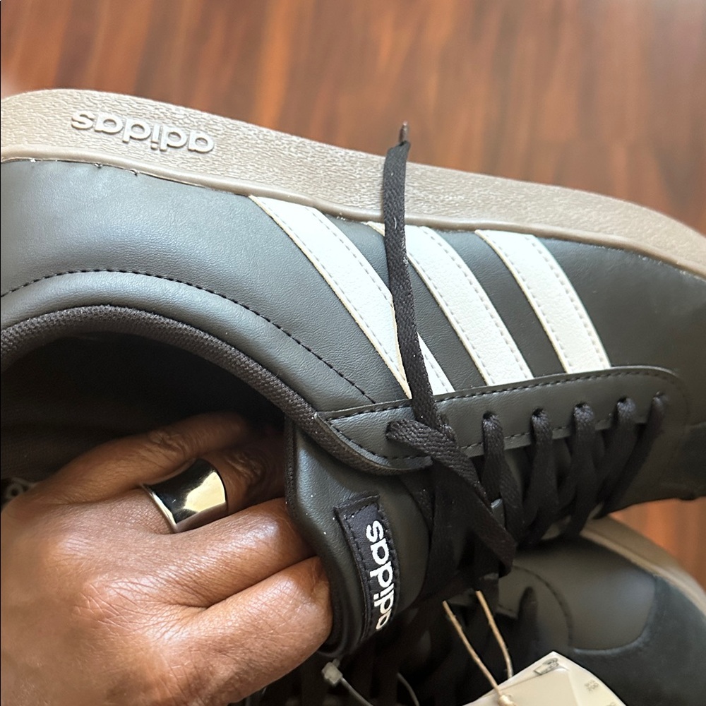 Adidas VL Court Black Sneakers with White Stripes - Picture 6 of 7
